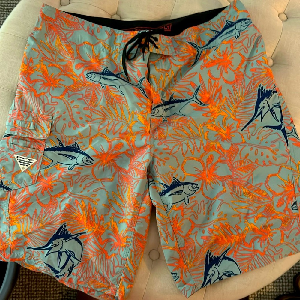 COLUMBIA PFG MEN’S BOARD SHORTS SWIM TRUNKS. SIZE 38